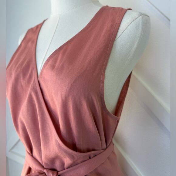 NWT Andie Swim The Cacela Wrap Dress Linen Blend Sunset Pink Size Large - Picture 3 of 9